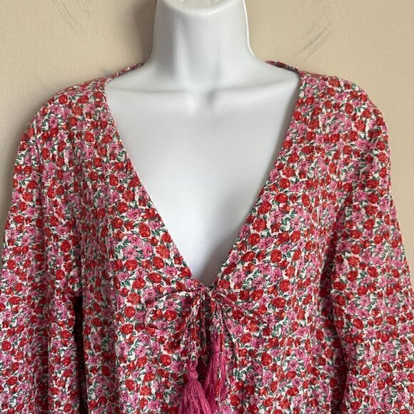 EUC - MNG Mango 'Simone' Floral Romper in Fuchsia - Size XL - Picture 7 of 13